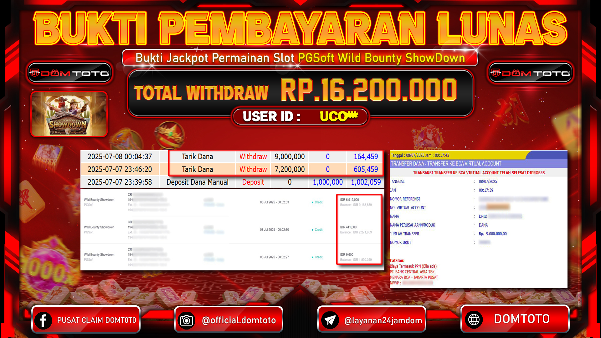 JACKPOT SLOT WILD BOUNTY SHOWDOWN 08 JULI 2025